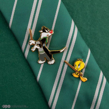 Conjunto 2 pins do Sylvester e do Tweety em Hogwarts