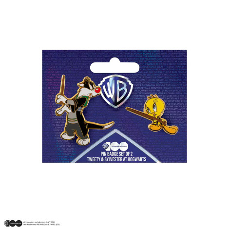 Conjunto 2 pins do Sylvester e do Tweety em Hogwarts