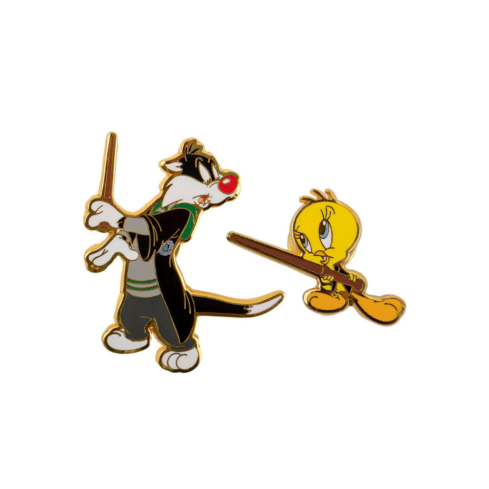 Conjunto 2 pins do Sylvester e do Tweety em Hogwarts