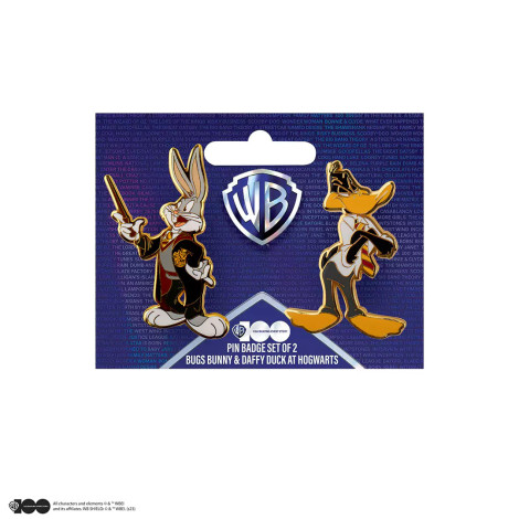 Conjunto 2 pins Bugs Bunny e Daffy Duck em Hogwarts