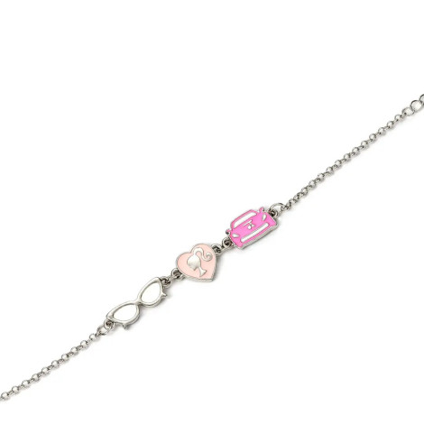 Pulseira Barbie com amuleto cor-de-rosa