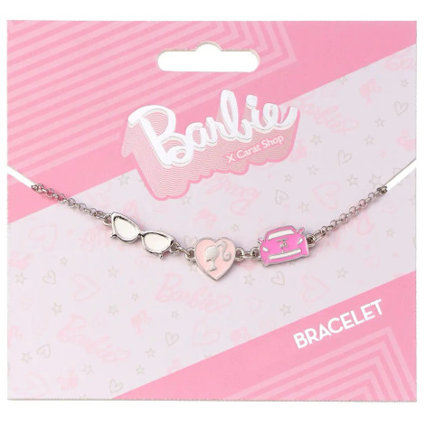 Pulseira Barbie com amuleto cor-de-rosa