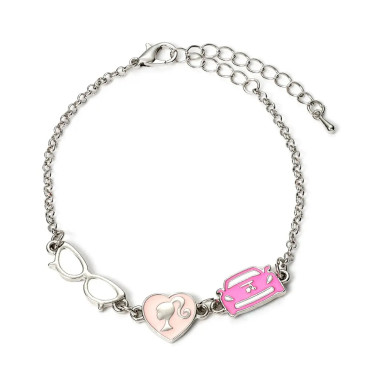 Pulseira Barbie com amuleto cor-de-rosa