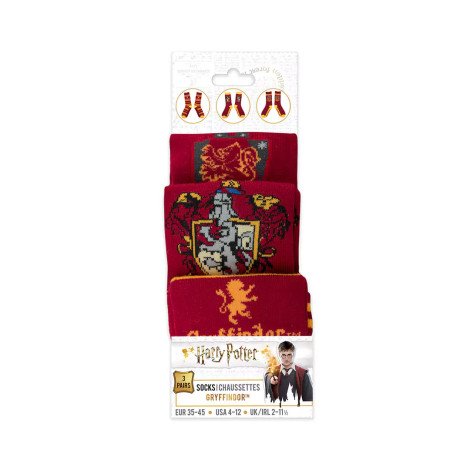 Conjunto de 3 pares de meias Harry Potter Gryffondor