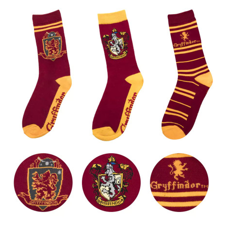 Conjunto de 3 pares de meias Harry Potter Gryffondor