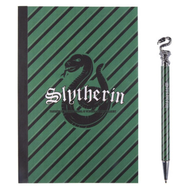 Conjunto de bloco de notas e caneta Harry Potter Slytherin