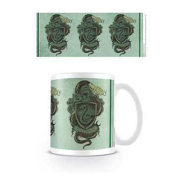 Caneca Harry Potter Slytherin com desenho de serpente