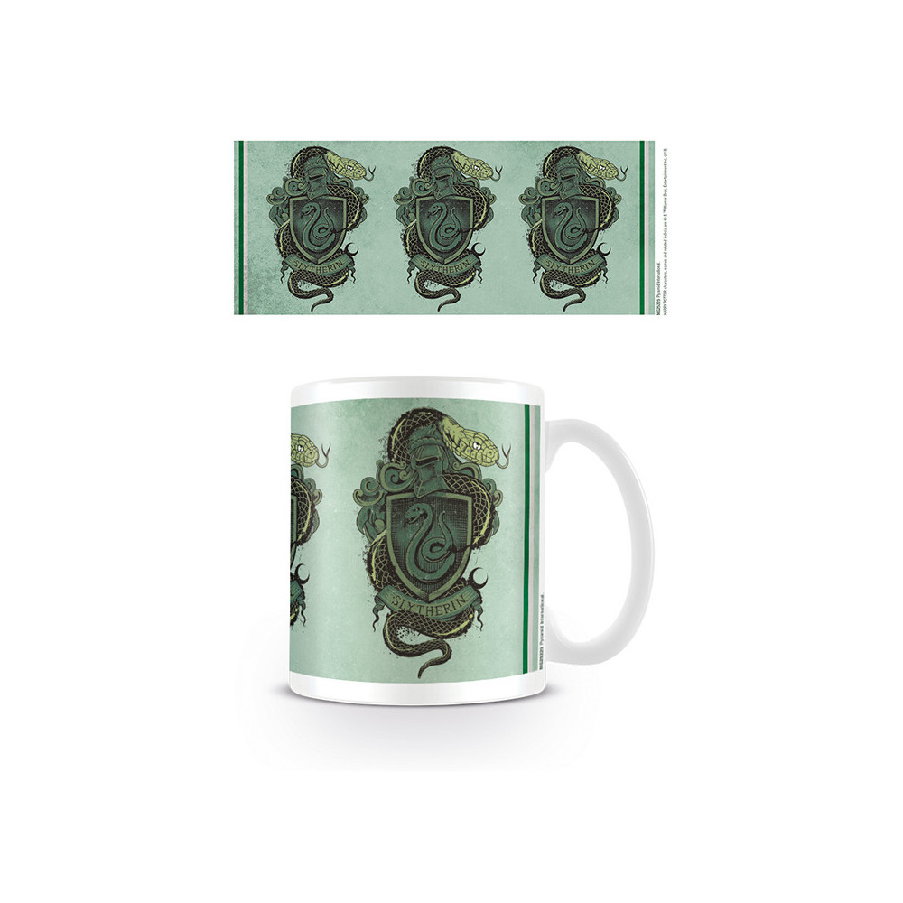 Caneca Harry Potter Slytherin com desenho de serpente