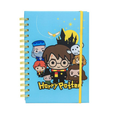 Caderno em espiral com personagens de Harry Potter