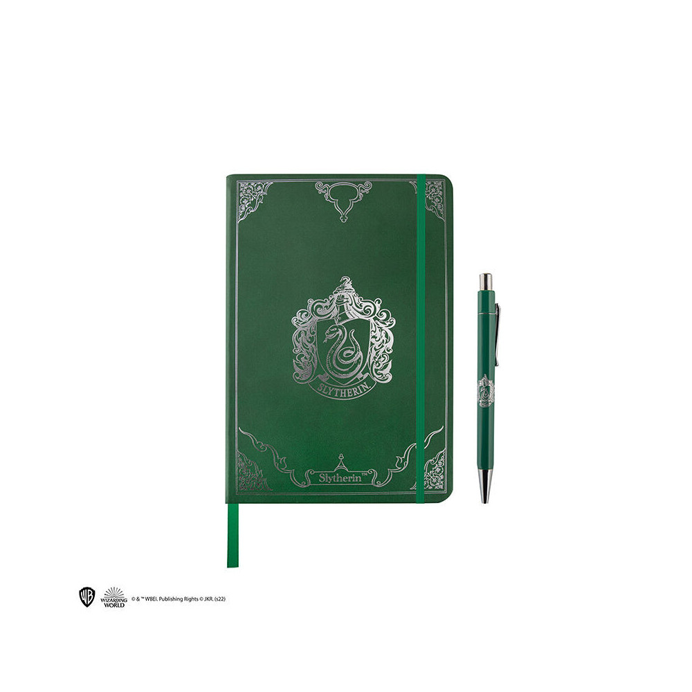 Conjunto de bloco de notas e caneta Slytherin Premium