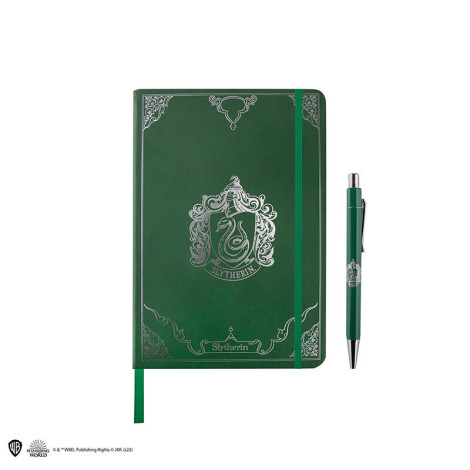 Conjunto de bloco de notas e caneta Slytherin Premium