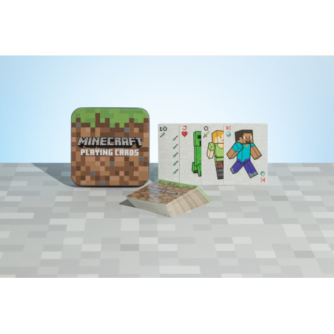 Jogo de cartas com o logótipo do Minecraft