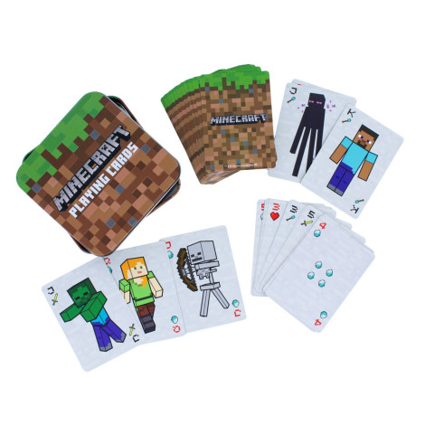 Jogo de cartas com o logótipo do Minecraft