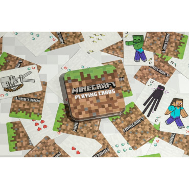 Jogo de cartas com o logótipo do Minecraft