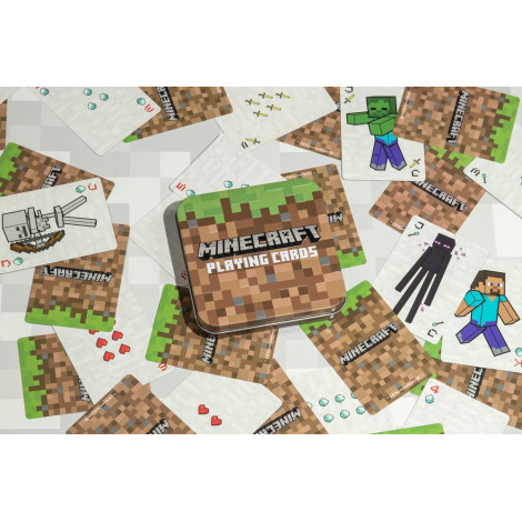 Jogo de cartas com o logótipo do Minecraft