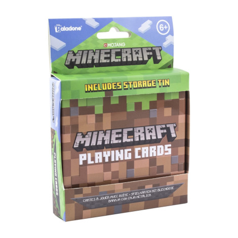 Jogo de cartas com o logótipo do Minecraft