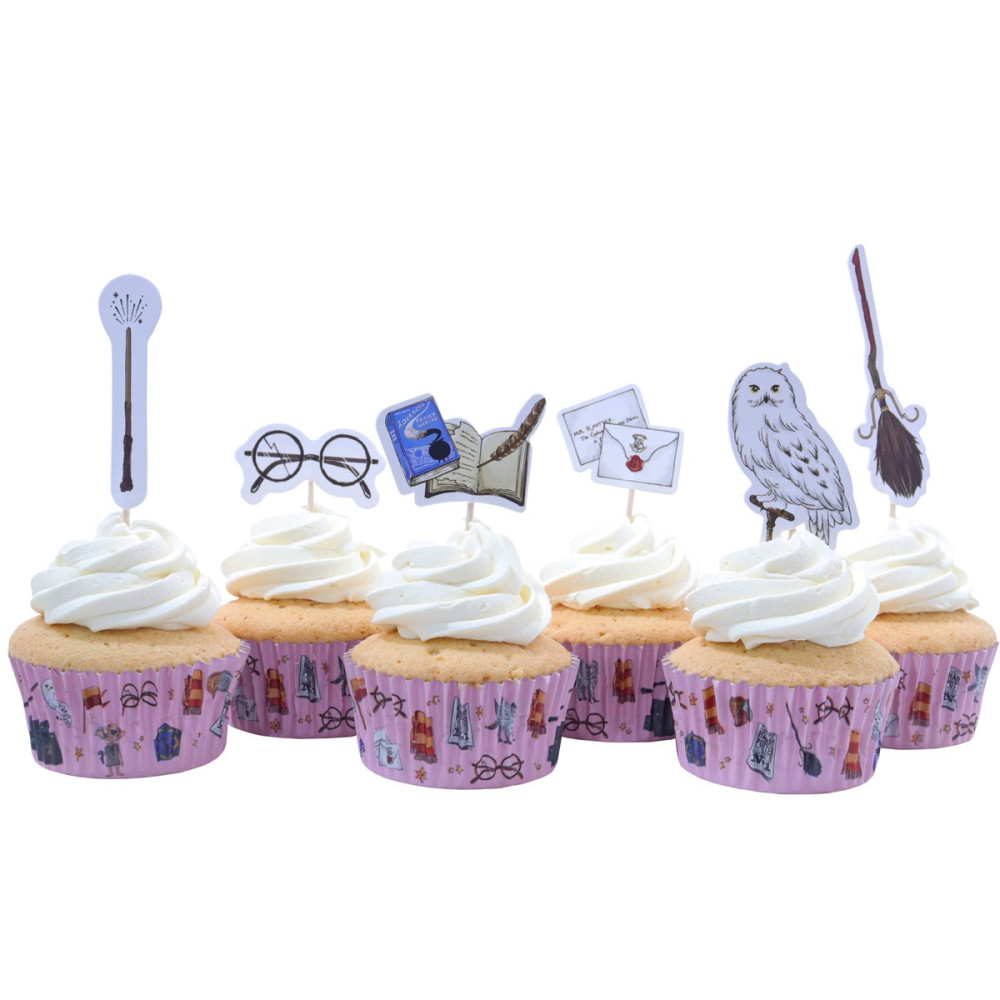 Conjunto de Cápsulas e Toppers para Cupcakes Harry Potter