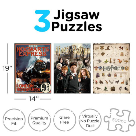 Conjunto de 3 puzzles de 500 peças Harry Potter