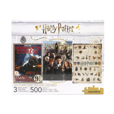 Conjunto de 3 puzzles de 500 peças Harry Potter