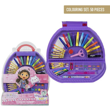 Conjunto de artigos de papelaria Gabby's Dollhouse 50 peças