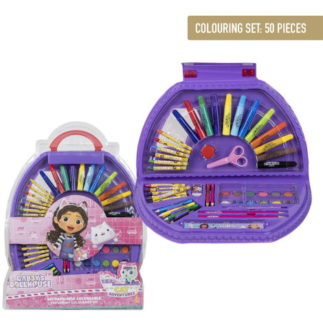 Conjunto de artigos de papelaria Gabby's Dollhouse 50 peças