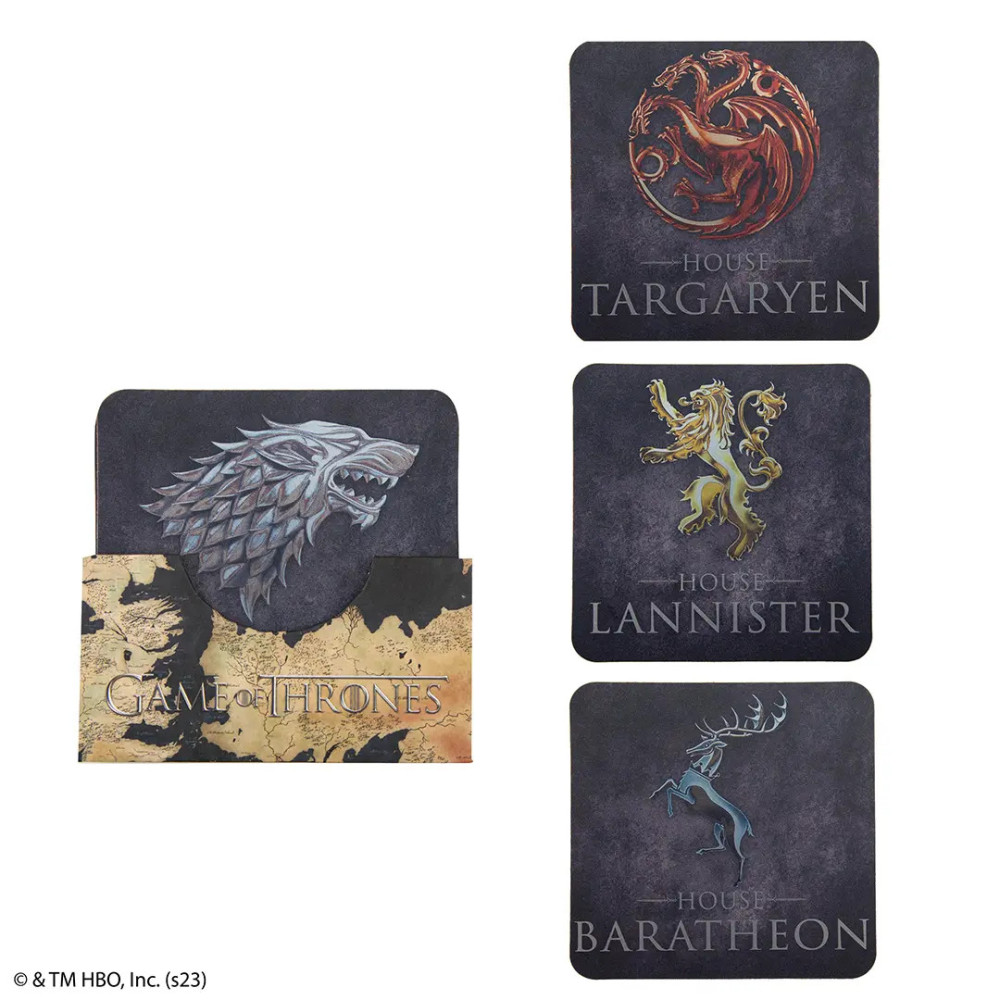 Conjunto de bases para copos das Casas de Westeros de Game of Thrones