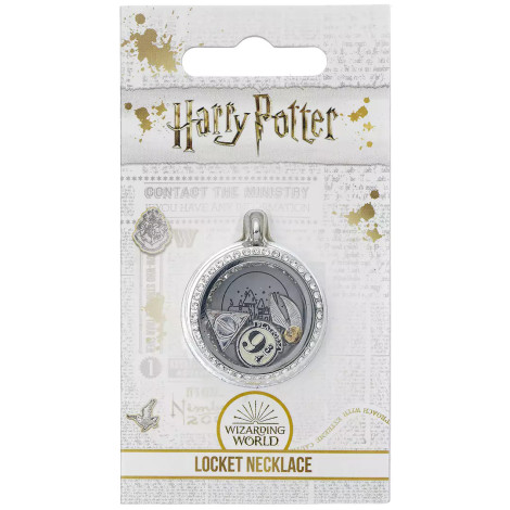 Colar medalhão com 3 amuletos Harry Potter