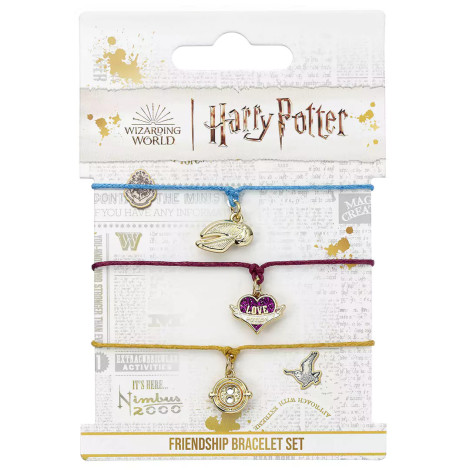 3 Pulseiras de amizade douradas Harry Potter