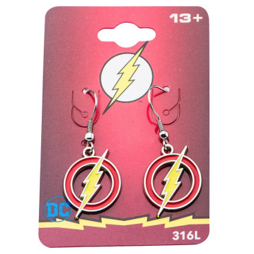 Brincos com emblema do Flash da Dc Comics