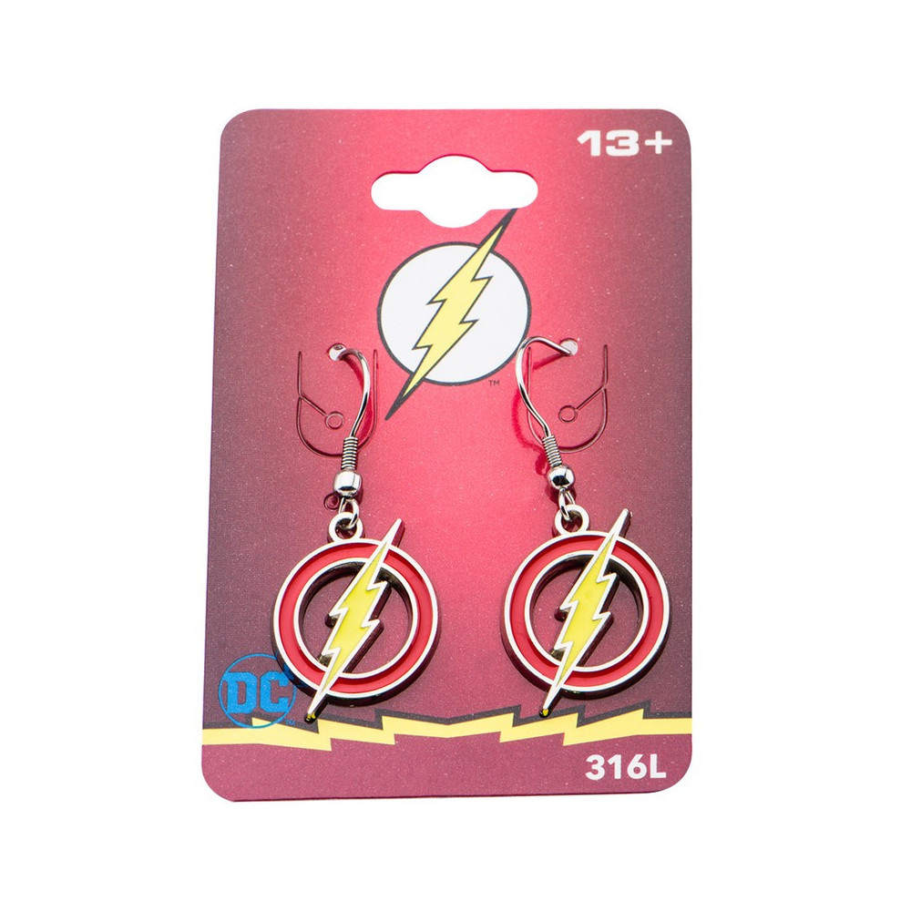 Brincos com emblema do Flash da Dc Comics