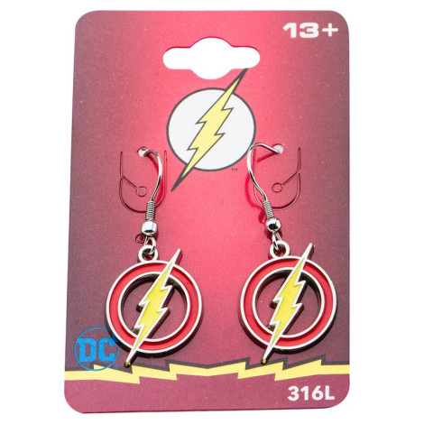 Brincos com emblema do Flash da Dc Comics