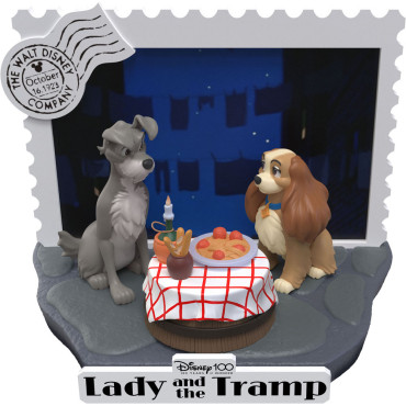 Disney 100º Aniversário Pvc Diorama D-Stage Lady And The Tramp 12 Cm