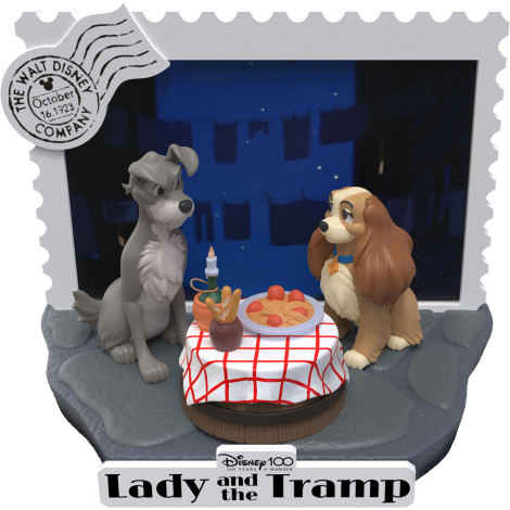 Disney 100º Aniversário Pvc Diorama D-Stage Lady And The Tramp 12 Cm