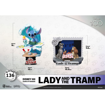 Disney 100º Aniversário Pvc Diorama D-Stage Lady And The Tramp 12 Cm