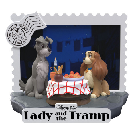 Disney 100º Aniversário Pvc Diorama D-Stage Lady And The Tramp 12 Cm