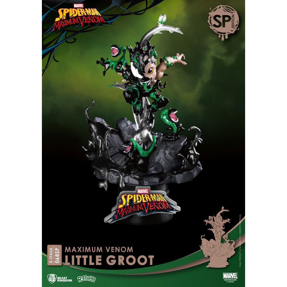 Marvel BD Diorama Pvc D-Stage Maximum Venom Little Groot Edição Especial 16 Cm