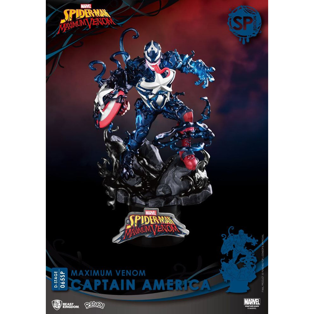 Marvel Diorama de banda desenhada em pvc D-Stage Maximum Venom Capitão América Edição Especial 16 Cm