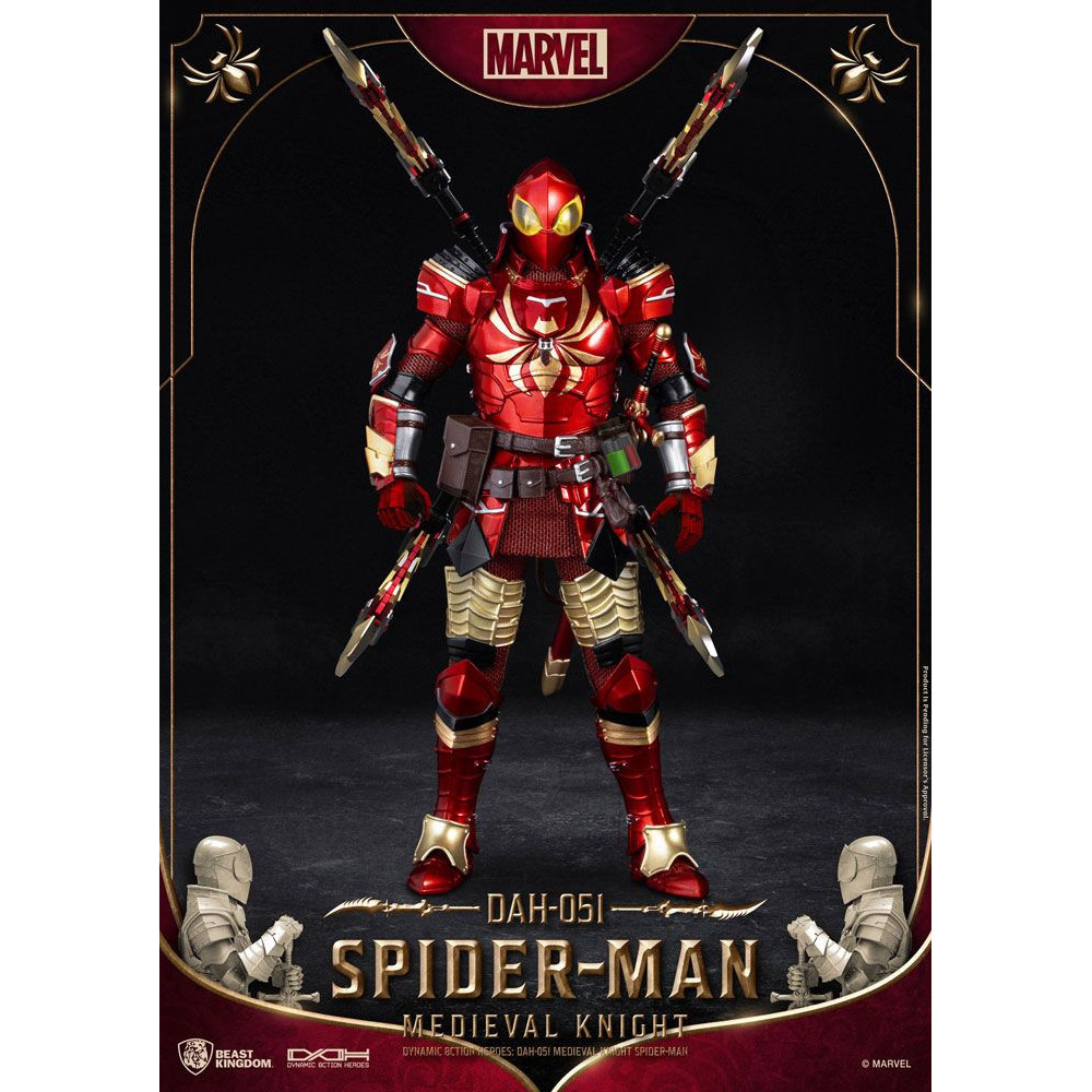 Marvel Figura Dynamic 8Ction Heroes 1/9 Cavaleiro Medieval Homem-Aranha 20 Cm