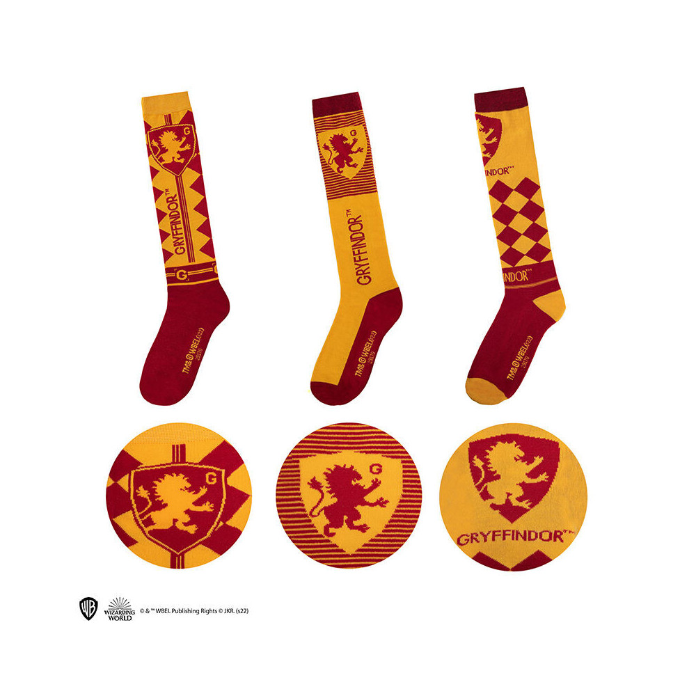 Set 3 Socks High Top, Gryffindor Tamanho 35/45