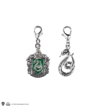 Conjunto de 2 amuletos de Slytherin (escudo e serpente)