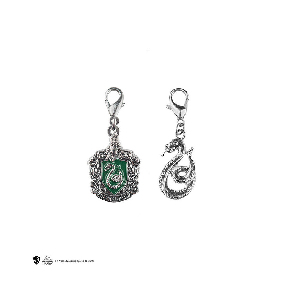 Conjunto de 2 amuletos de Slytherin (escudo e serpente)