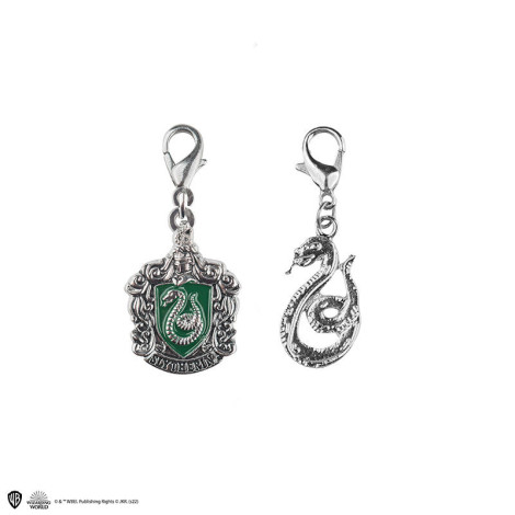 Conjunto de 2 amuletos de Slytherin (escudo e serpente)