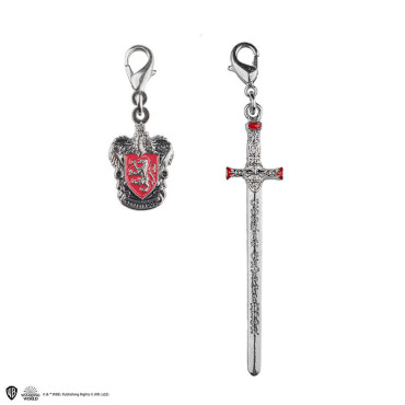 Conjunto de 2 amuletos de Grifinória (escudo e espada)