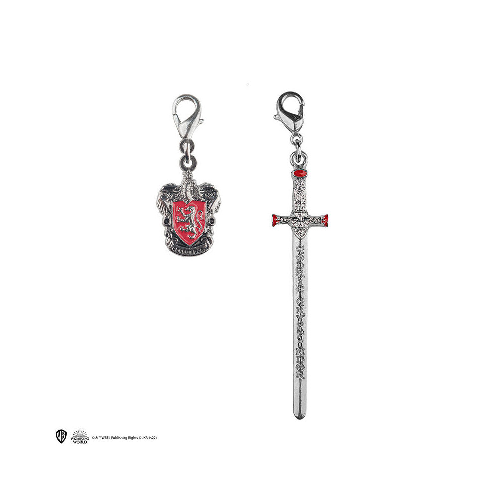 Conjunto de 2 amuletos de Grifinória (escudo e espada)