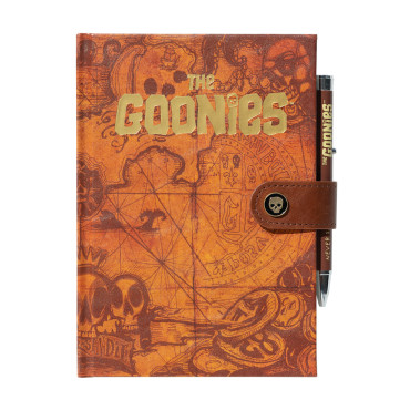 Caderno de mapas do tesouro dos Goonies com caneta