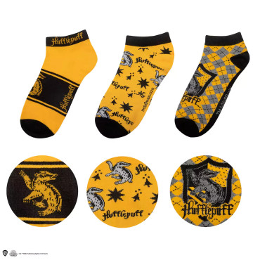 Conjunto de 3 pares de meias Hufflepuff Harry Potter