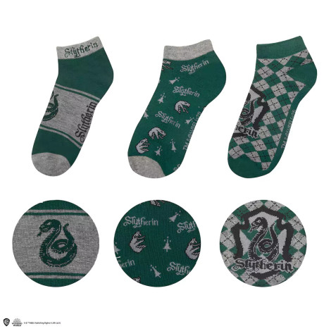 Conjunto de 3 pares de meias Slytherin Harry Potter