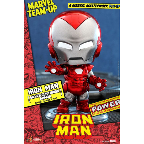 Iron Man Marvel Minifigura Cosbaby (S) (Armadura Centurião Prateada) 10 Cm Banda Desenhada