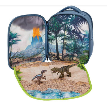 Mochila de dinossauro 3D com diorama e figuras