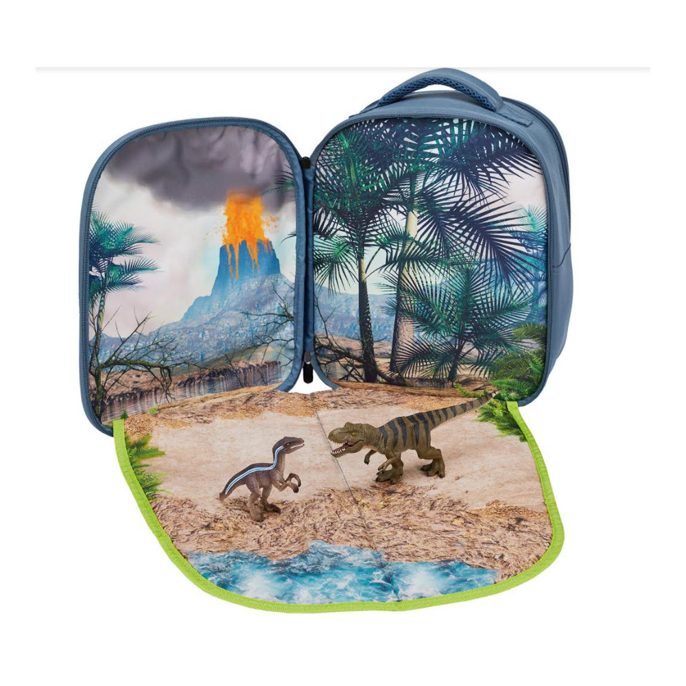 Mochila de dinossauro 3D com diorama e figuras